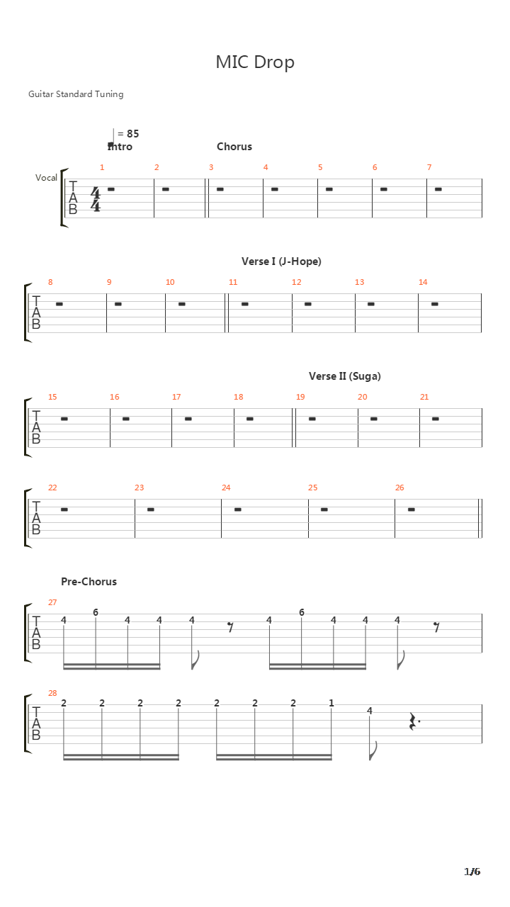 Mic Drop吉他谱