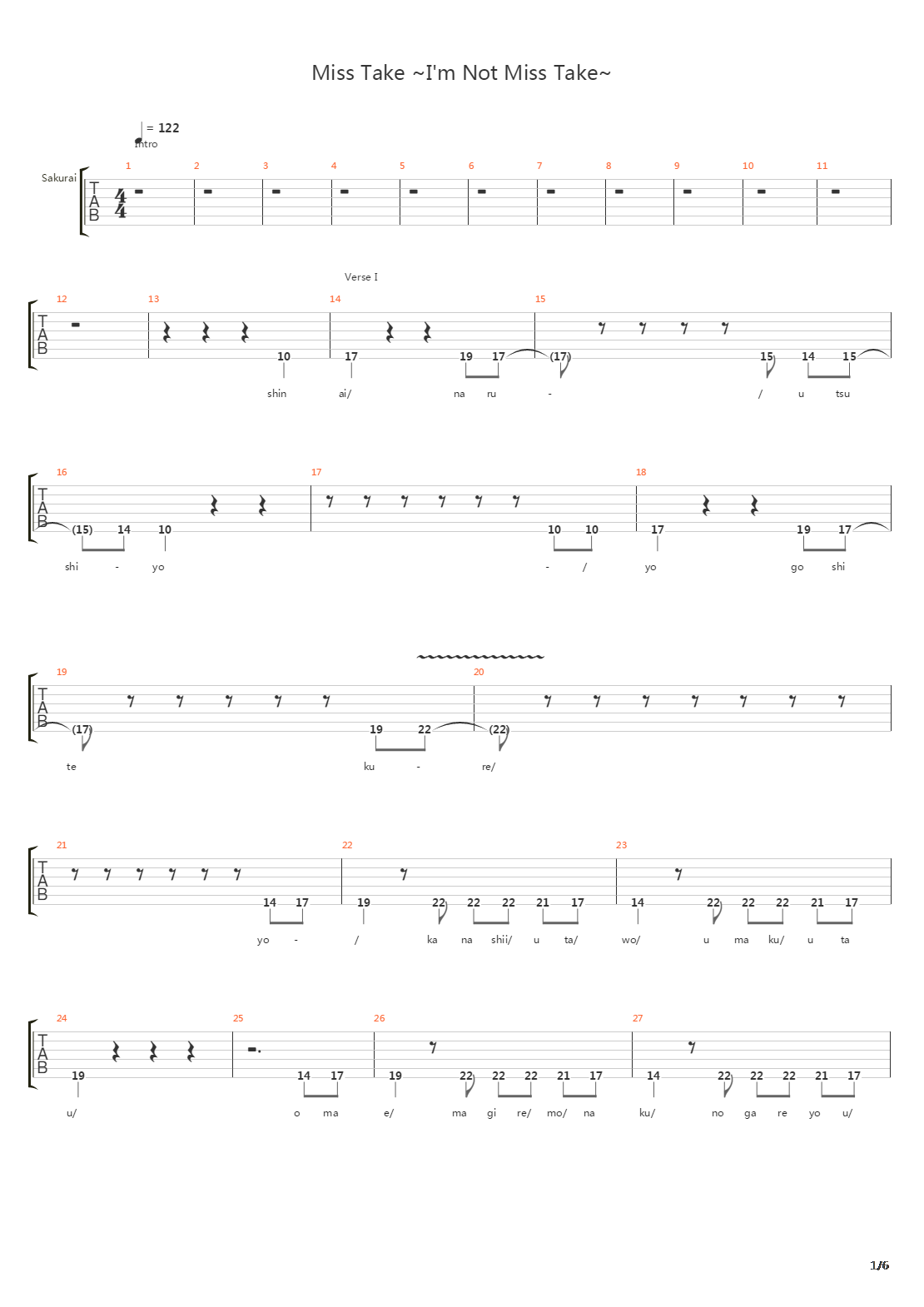 Miss Take Im Not Miss Take吉他谱