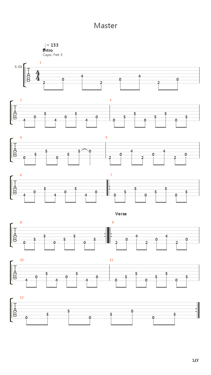 Master吉他谱