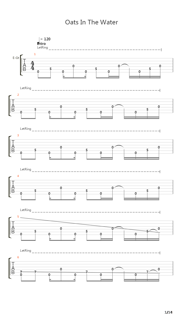 Oats In The Water吉他谱