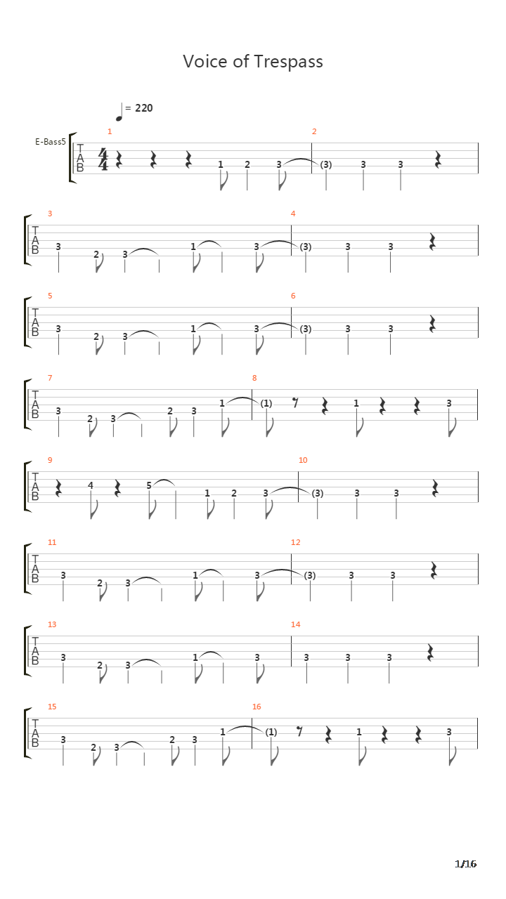 Voice Of Trespass吉他谱