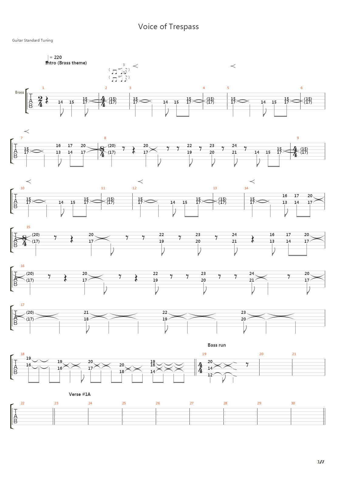 Voice Of Trespass吉他谱