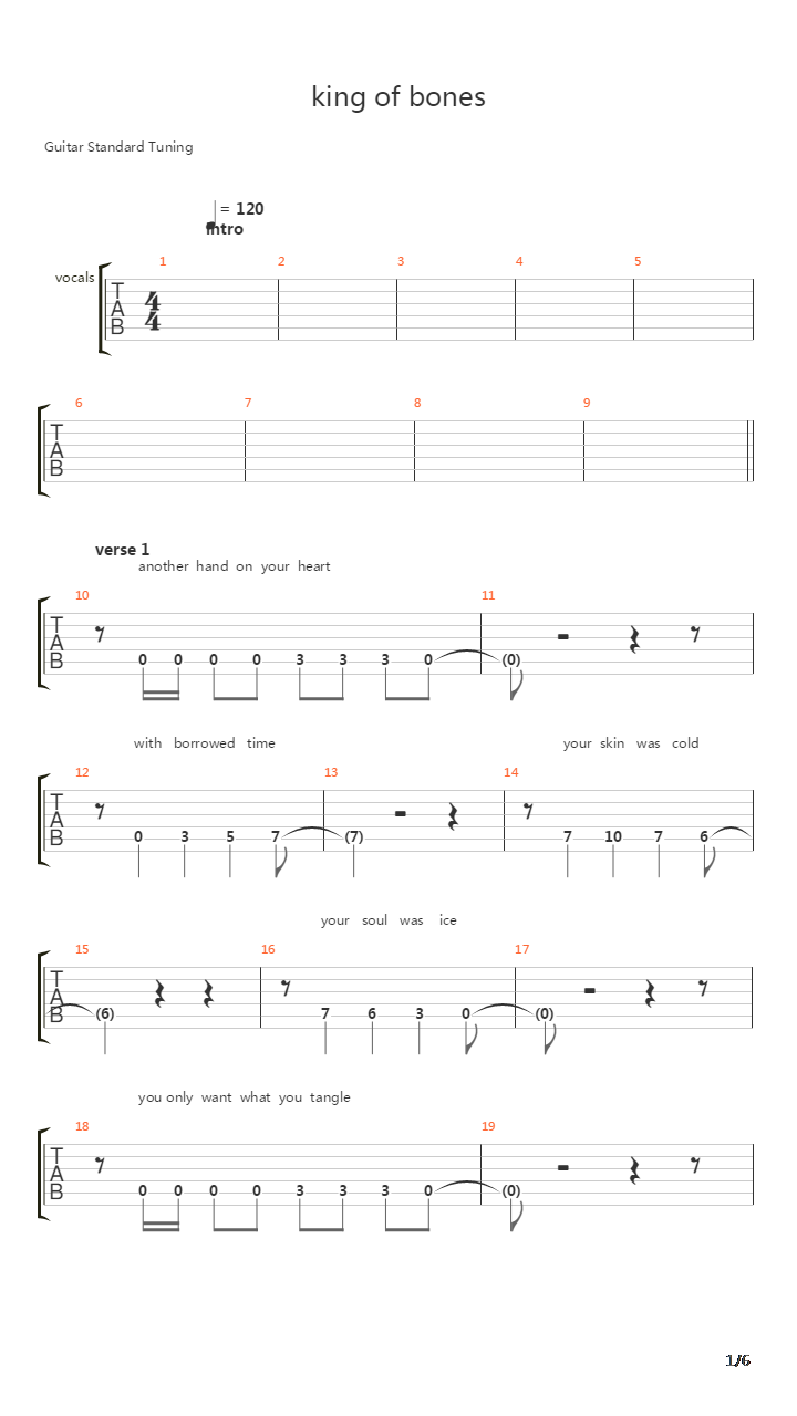 King Of Bones吉他谱