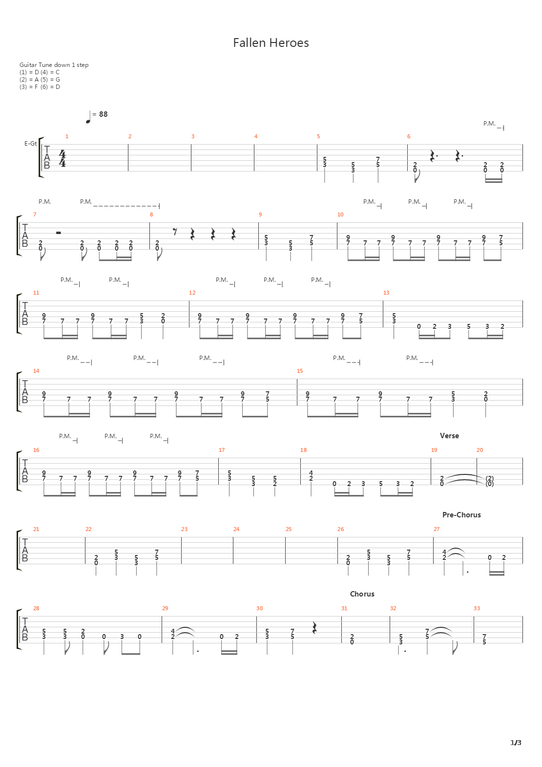Fallen Heroes吉他谱