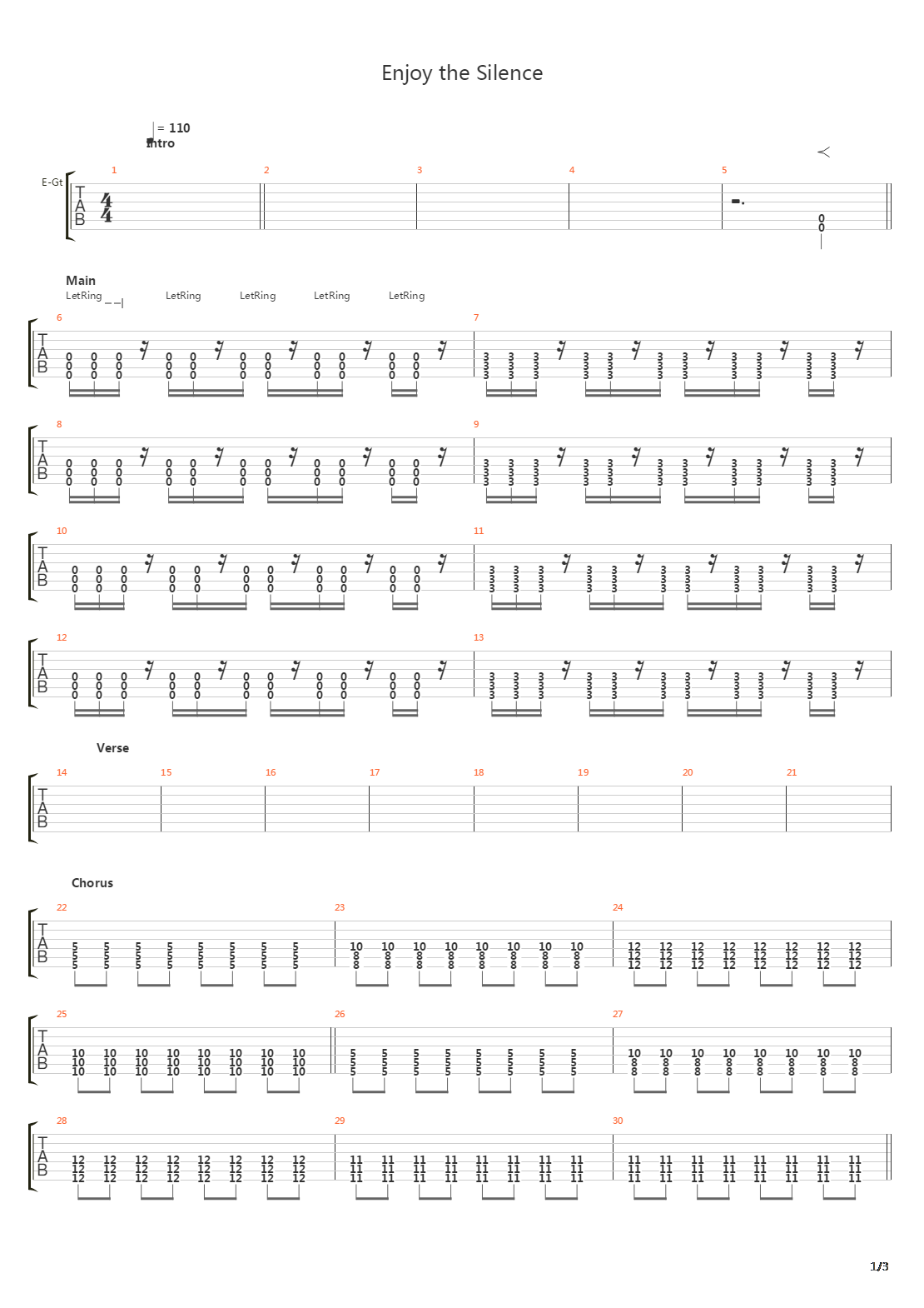 Enjoy The Silence吉他谱