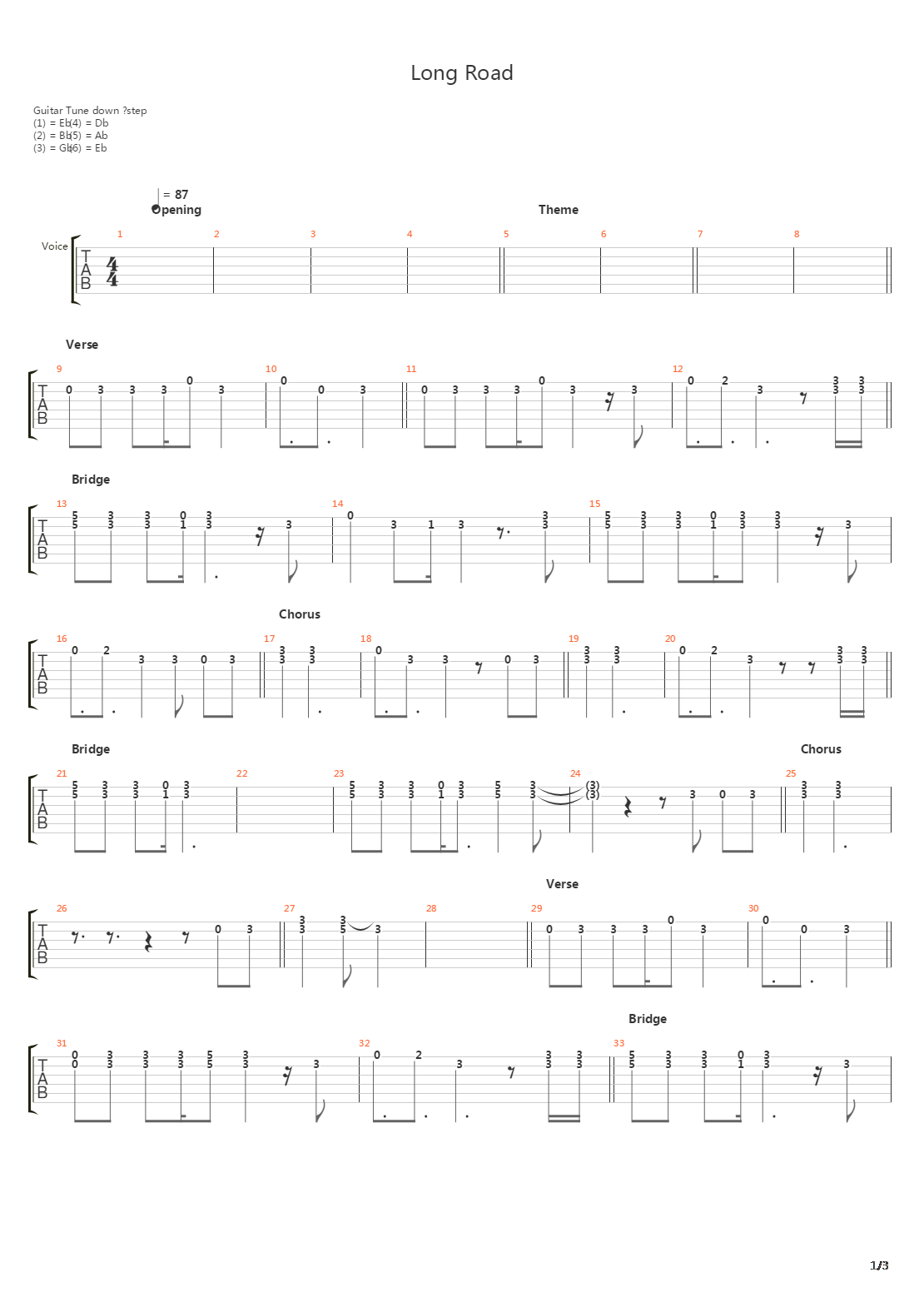 Long Road吉他谱