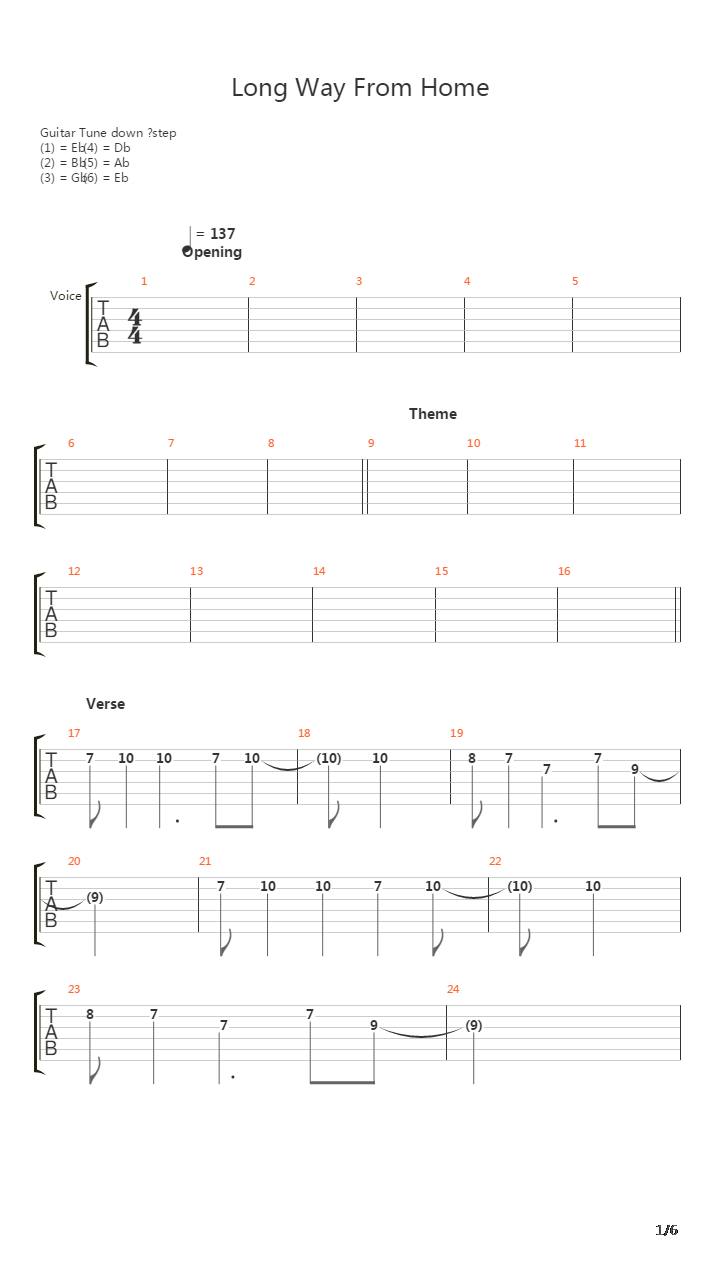 Long Way From Home吉他谱