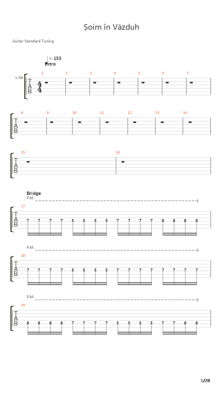 Soim In Vazduh吉他谱