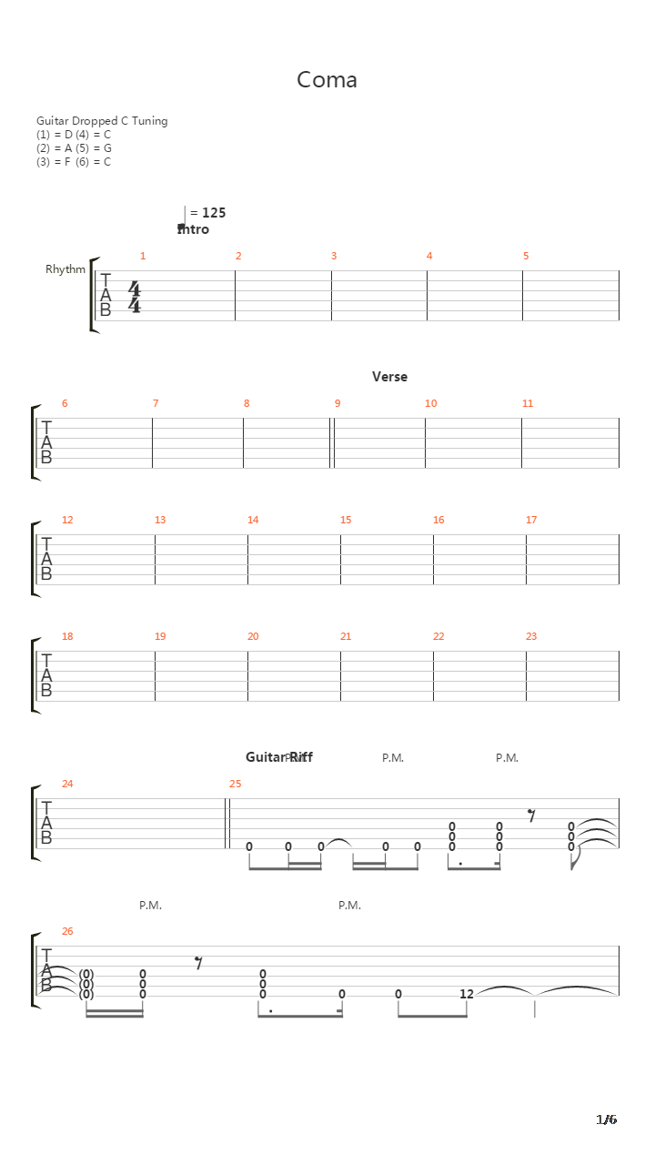 Coma吉他谱