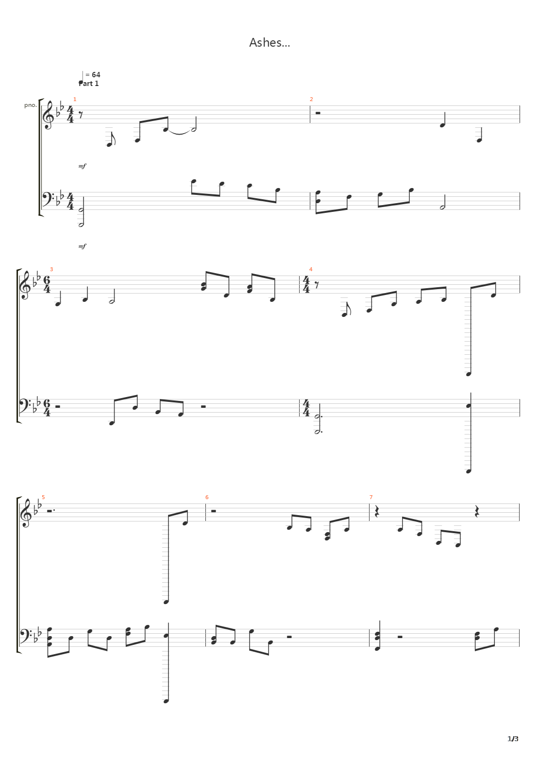 Ashes吉他谱