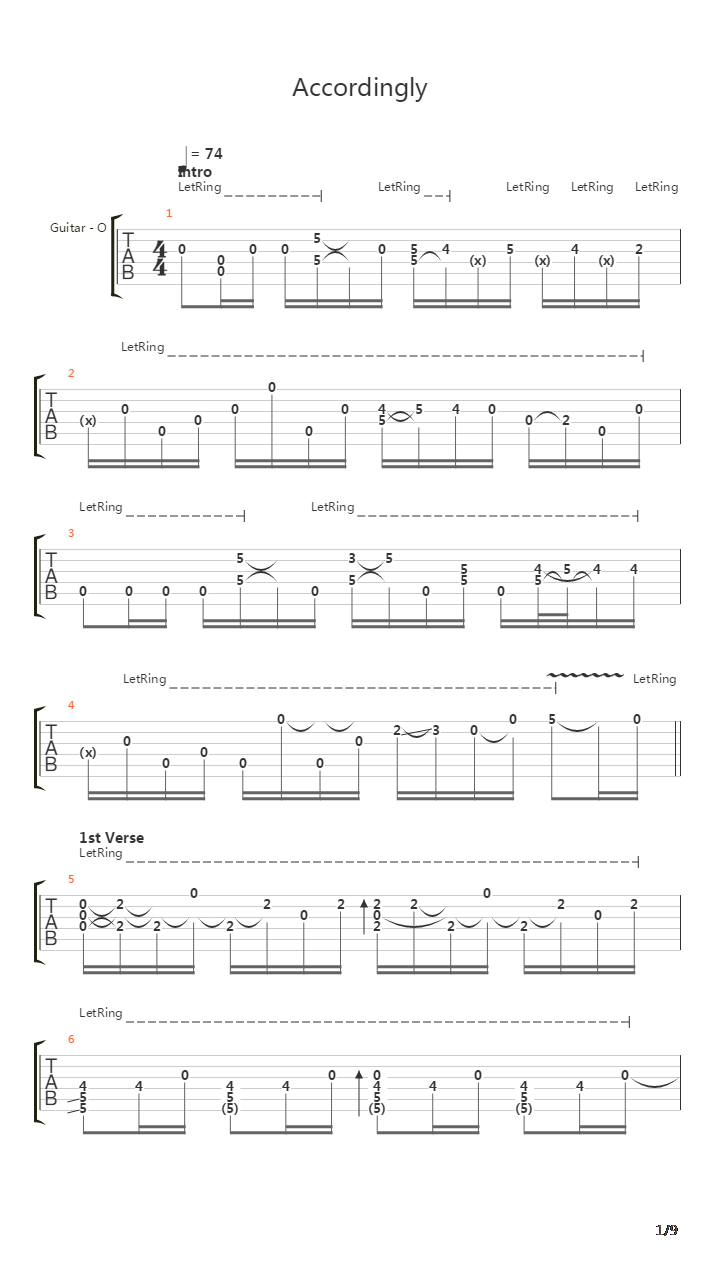 Accordingly吉他谱