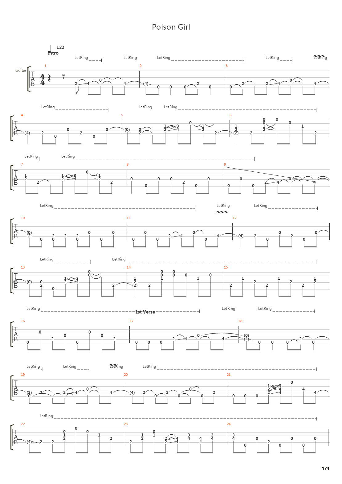 Poison Girl吉他谱