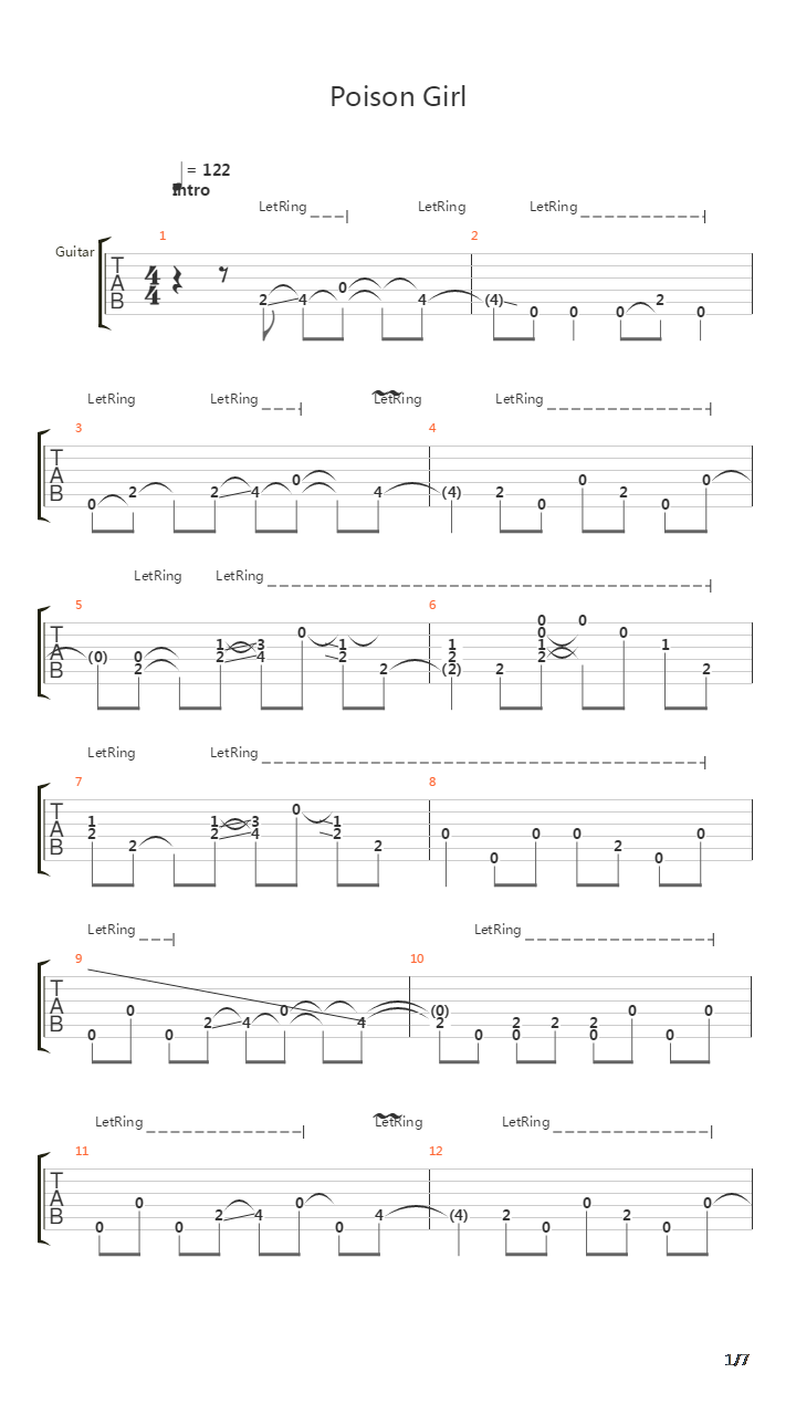 Poison Girl吉他谱