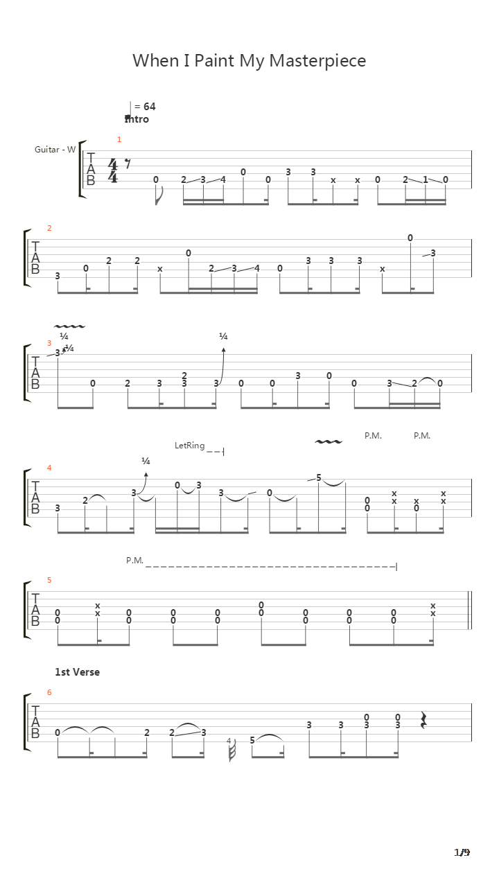 When I Paint My Masterpeice吉他谱
