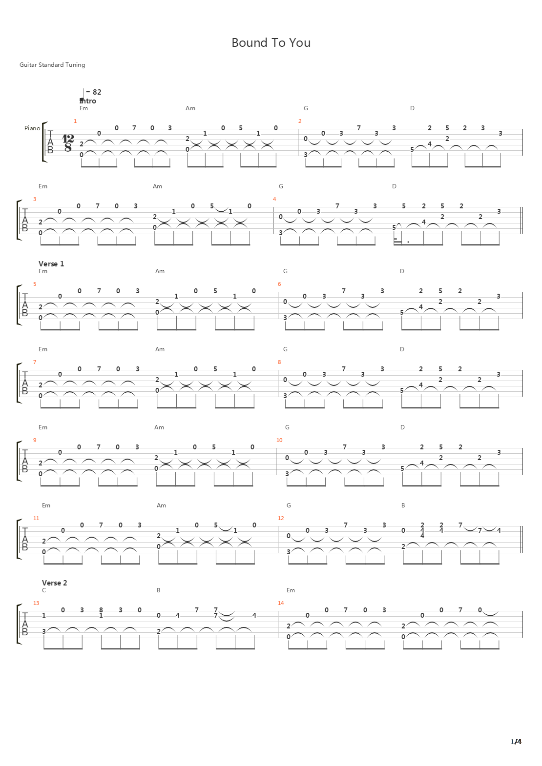 Bound To You吉他谱
