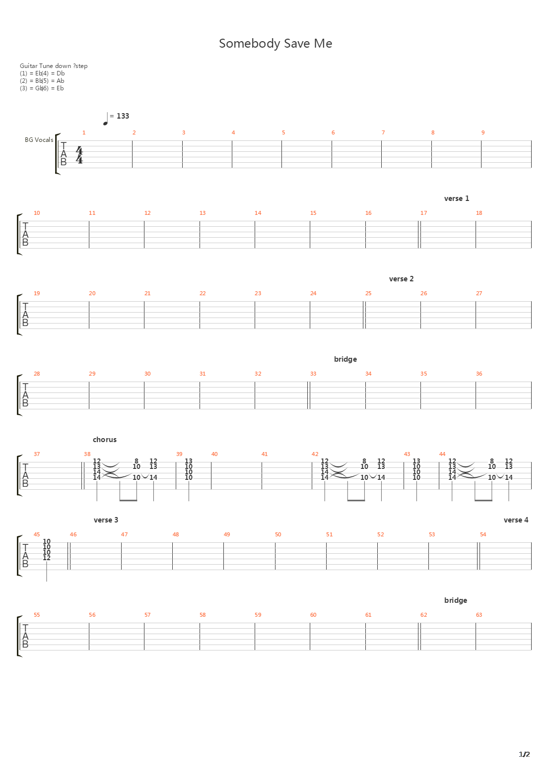 Somebody Save Me吉他谱
