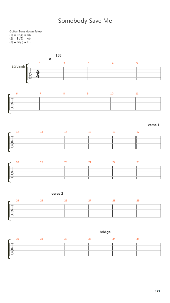 Somebody Save Me吉他谱