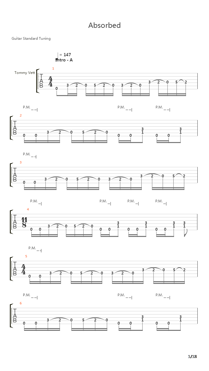 Absorbed吉他谱
