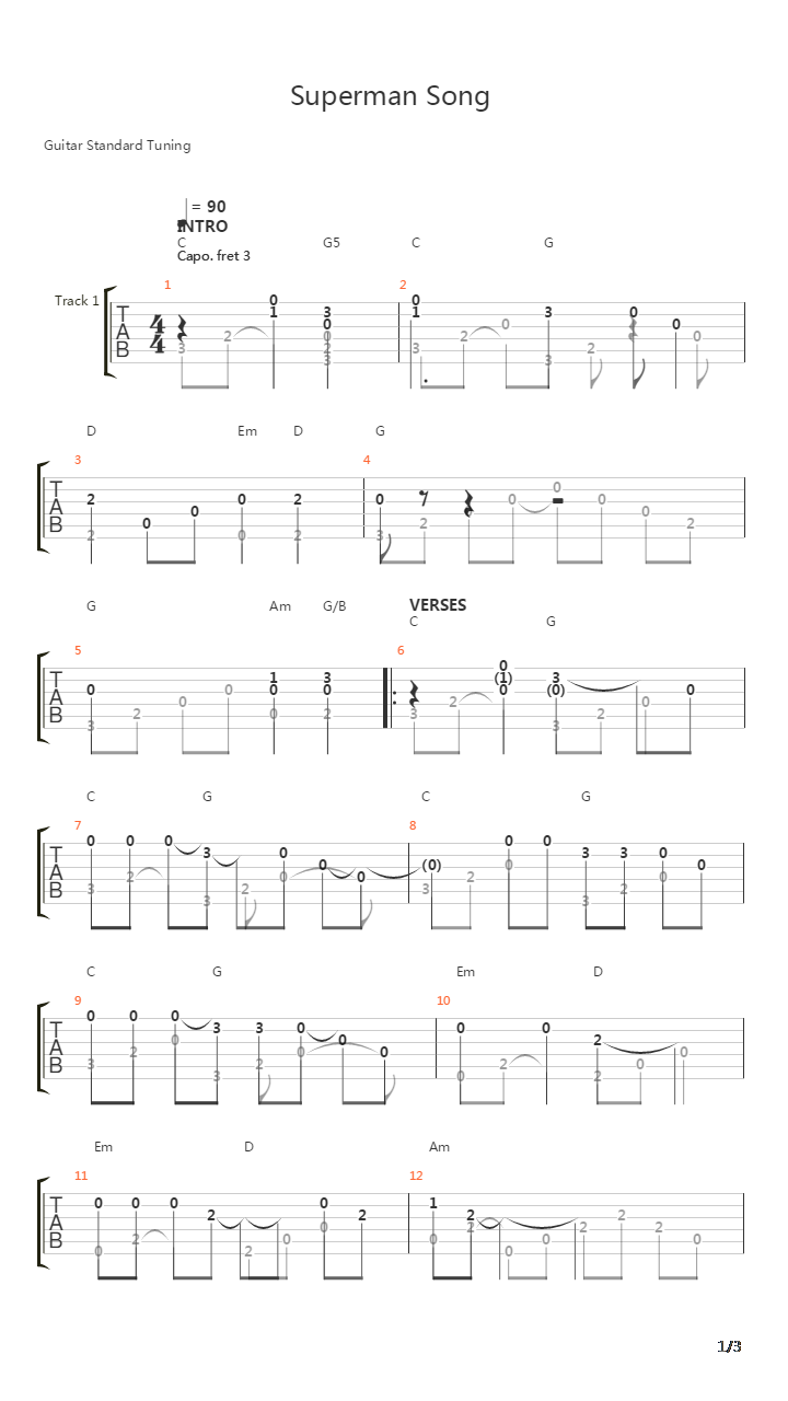 Supermans Song吉他谱