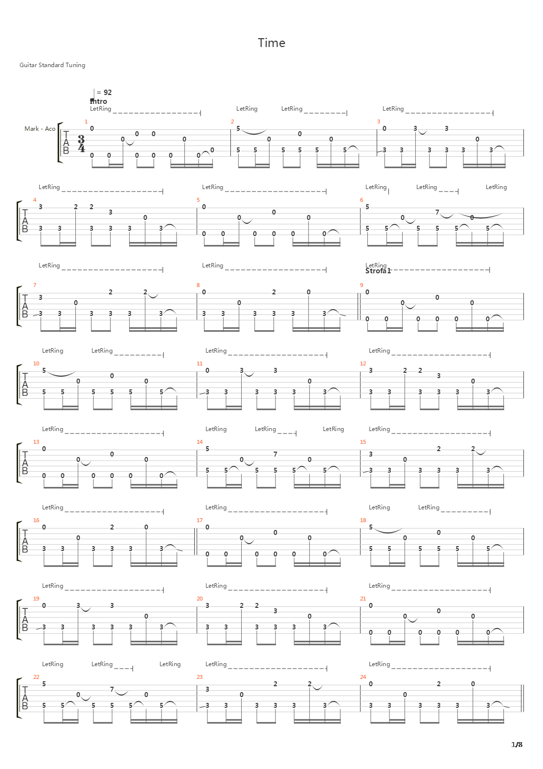 Time吉他谱