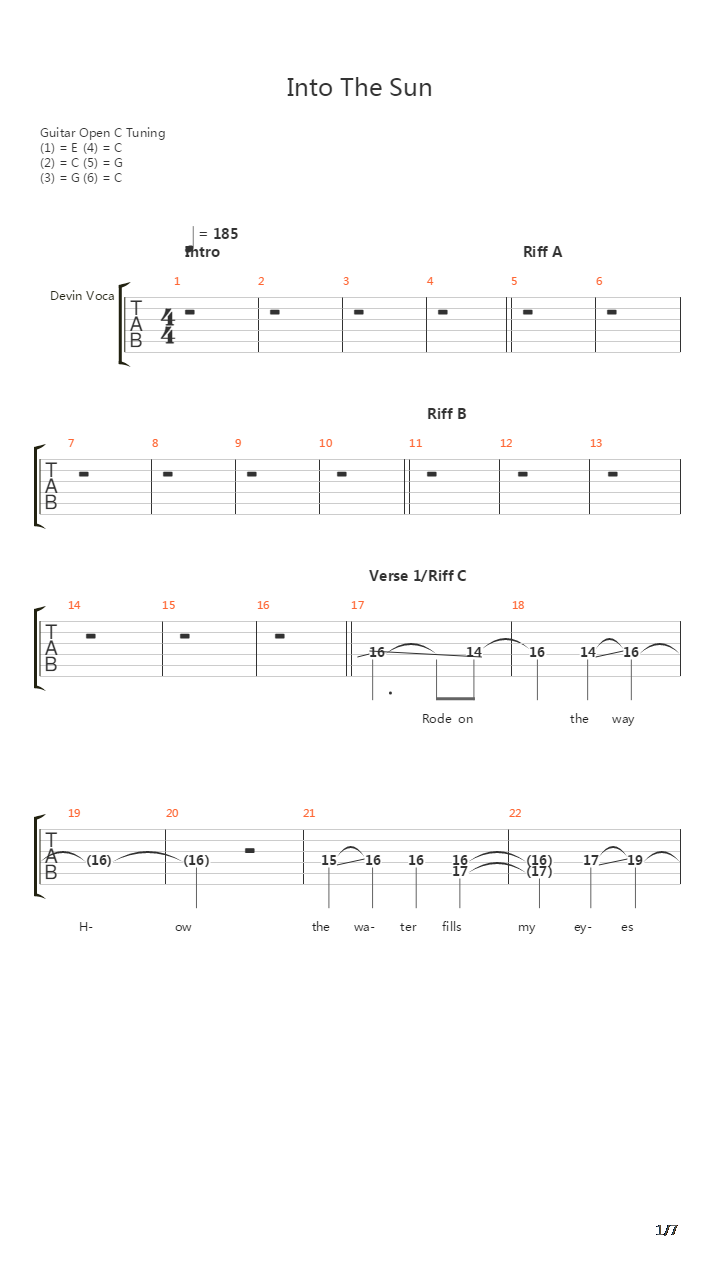 Into The Sun吉他谱