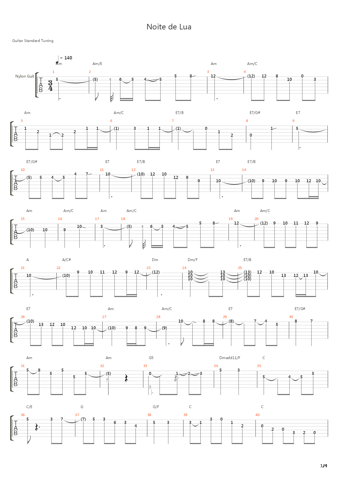 Noite De Lua吉他谱