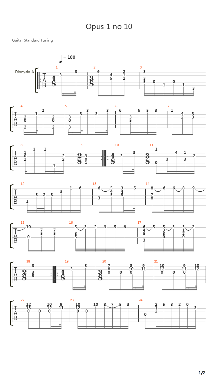 Opus 1 No 10吉他谱