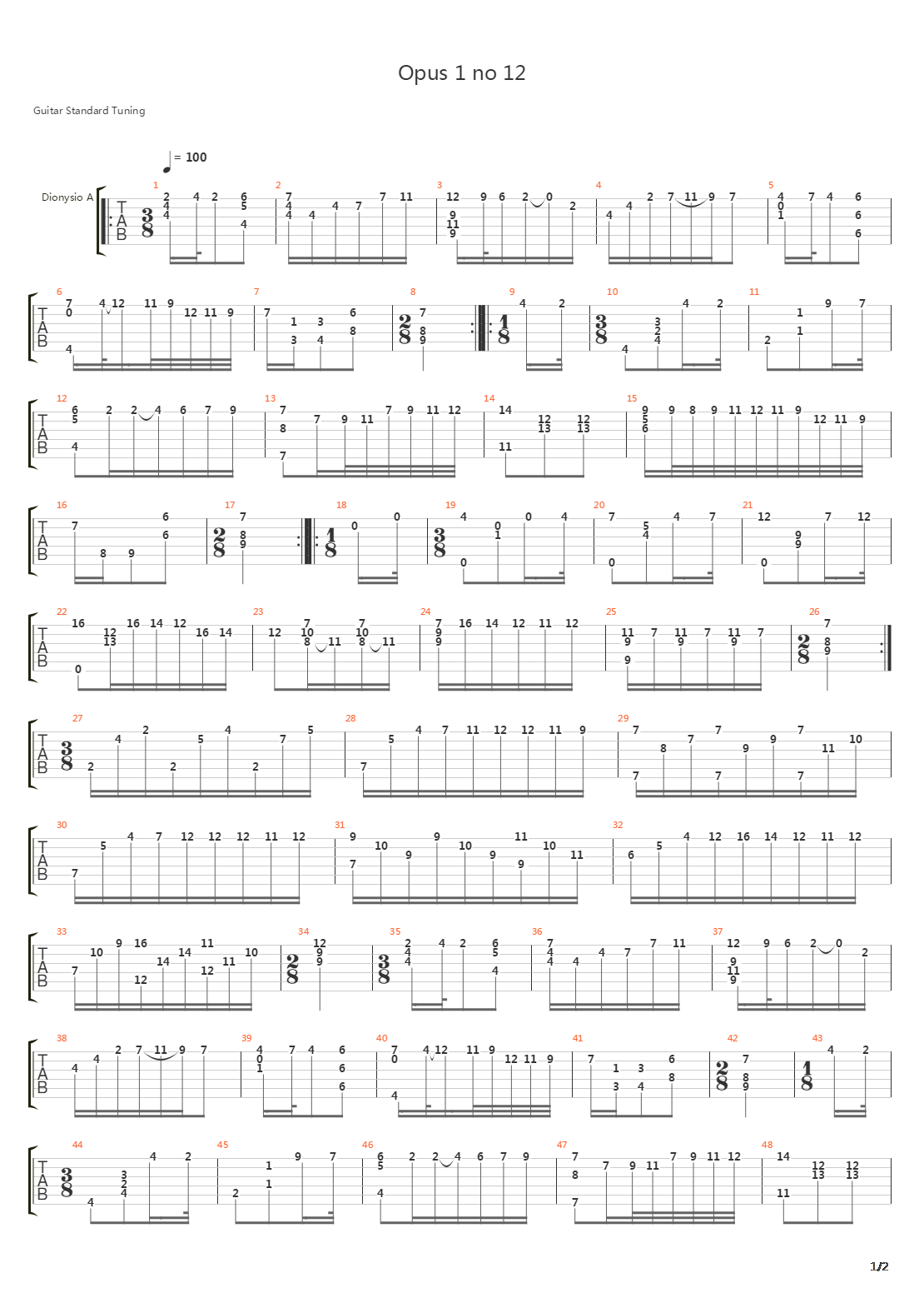 Opus 1 No 12吉他谱