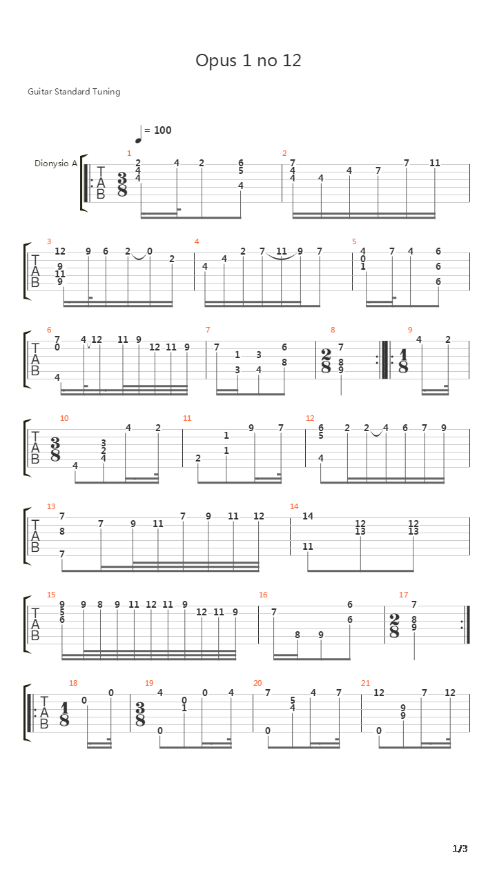 Opus 1 No 12吉他谱