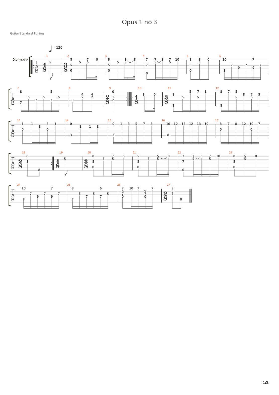 Opus 1 No 3吉他谱