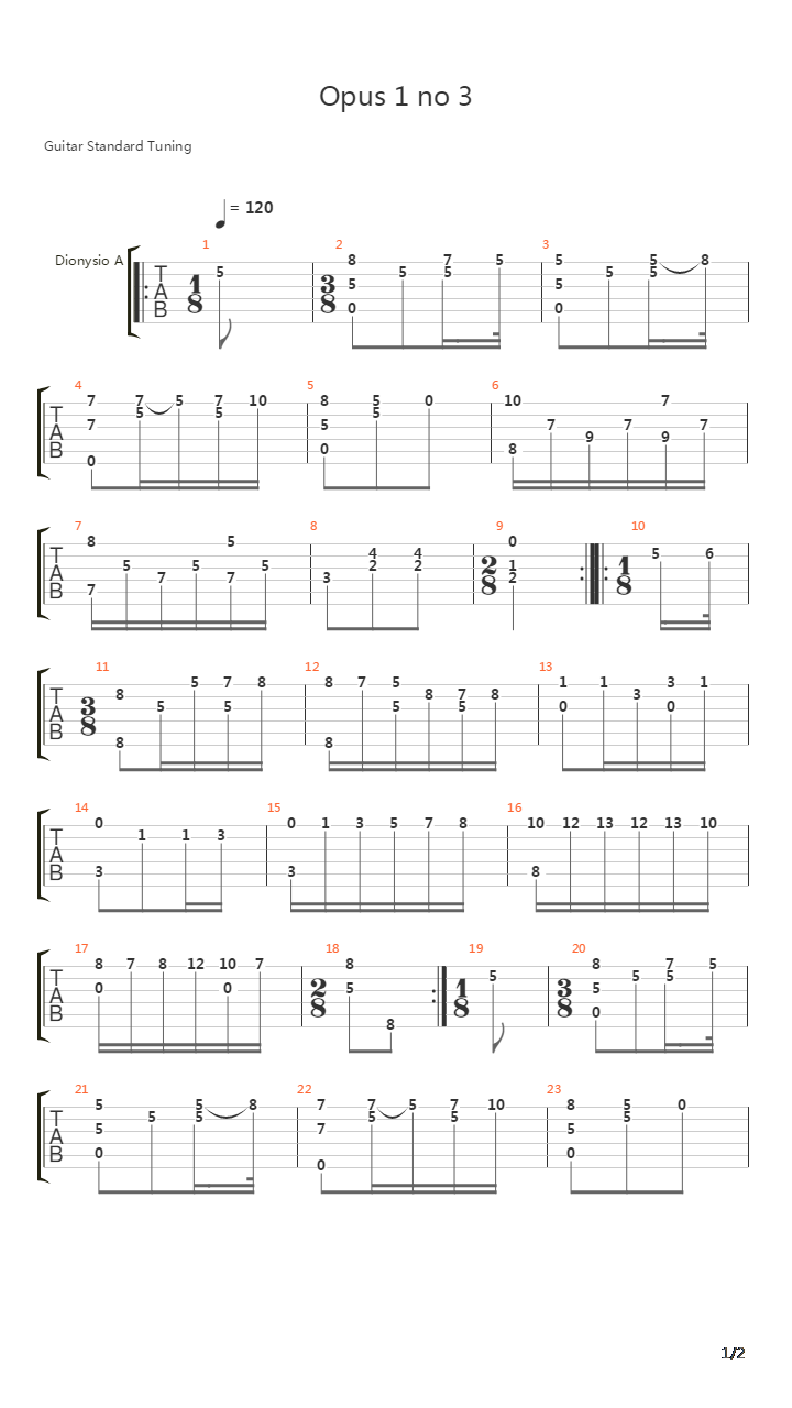 Opus 1 No 3吉他谱