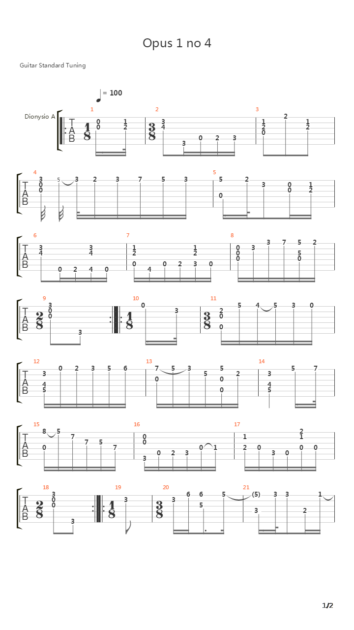 Opus 1 No 4吉他谱