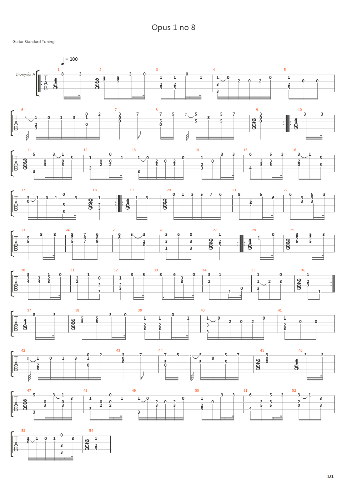 Opus 1 No 8吉他谱