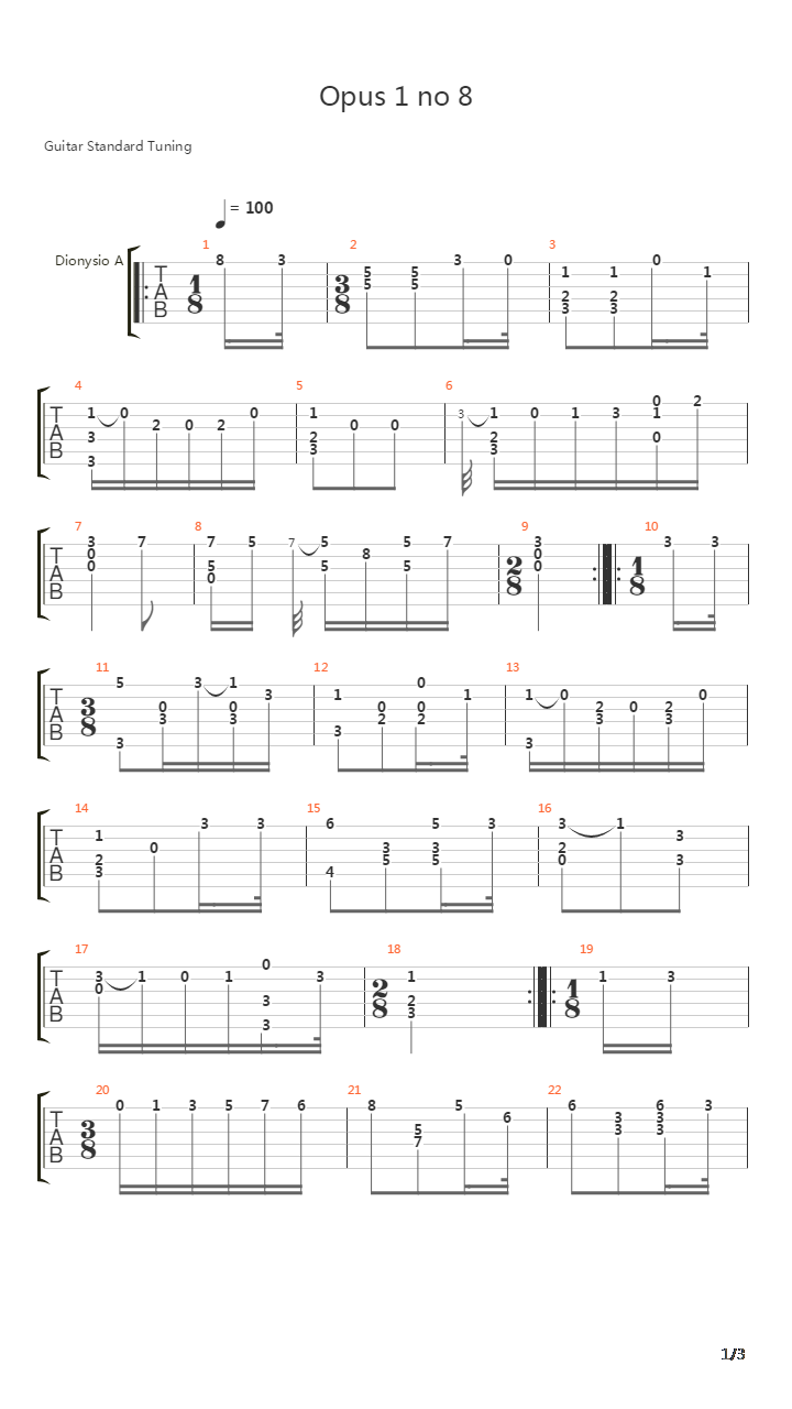 Opus 1 No 8吉他谱