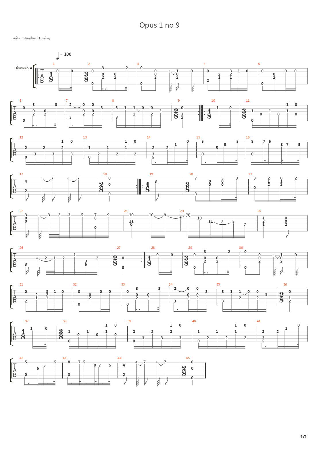 Opus 1 No 9吉他谱