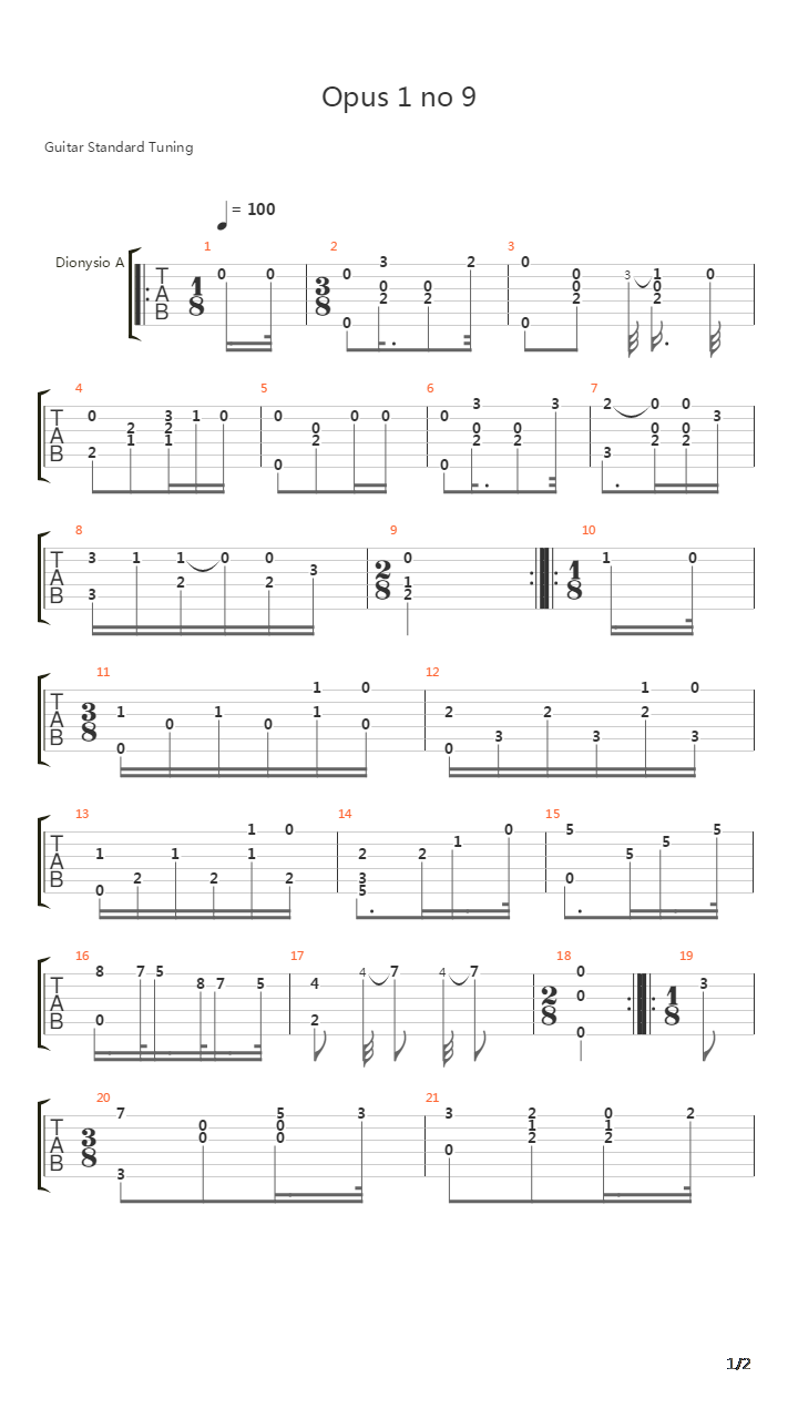 Opus 1 No 9吉他谱