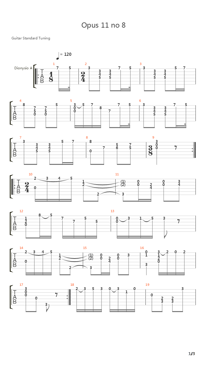 Opus 11 No 8吉他谱