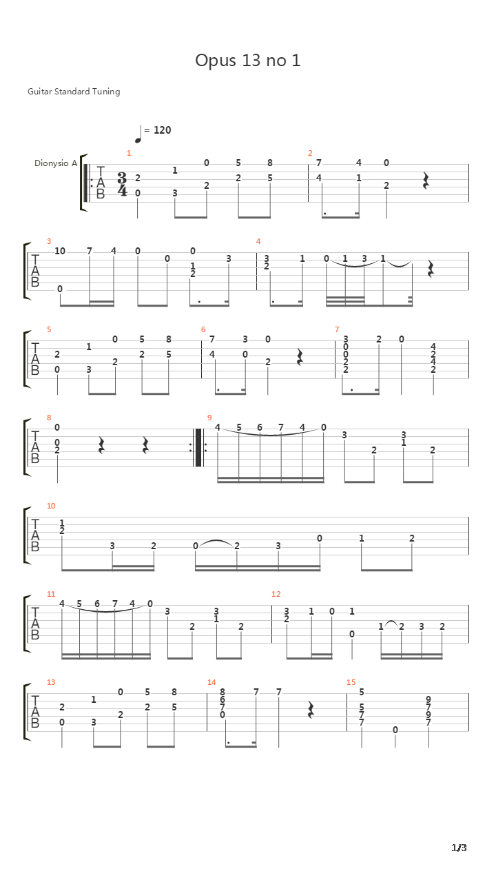 Opus 13 No 1吉他谱