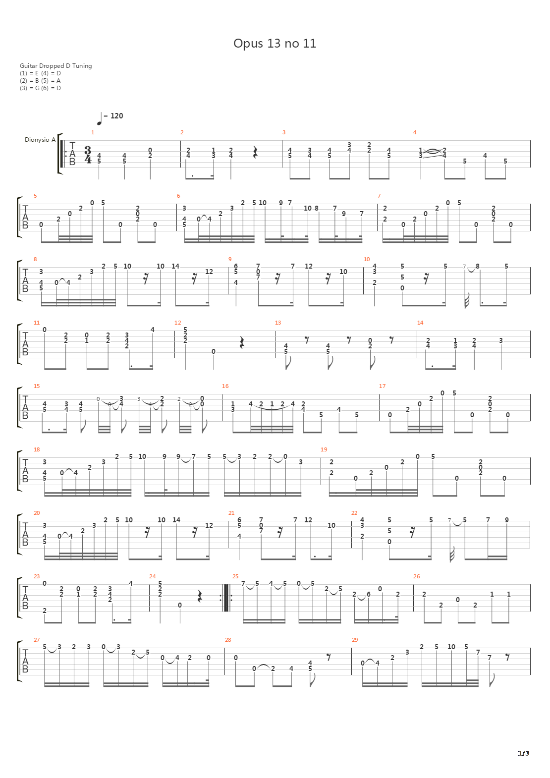 Opus 13 No 11吉他谱