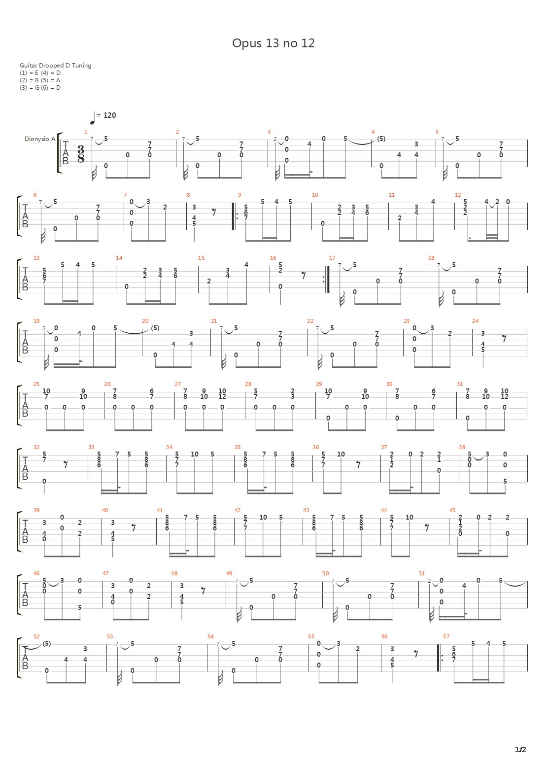 Opus 13 No 12吉他谱