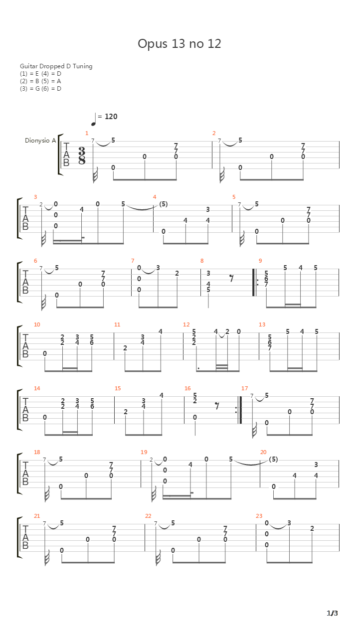 Opus 13 No 12吉他谱