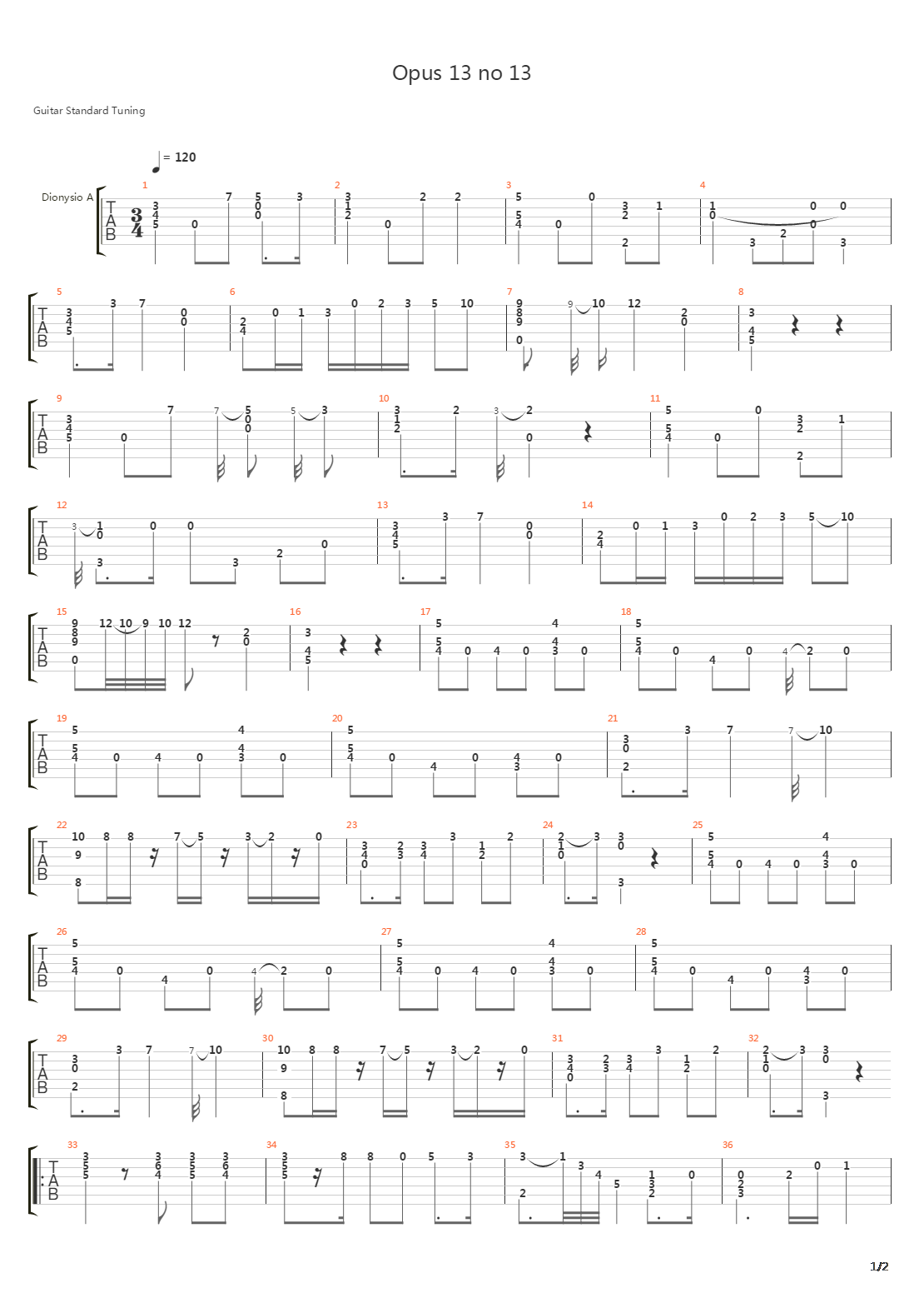 Opus 13 No 13吉他谱