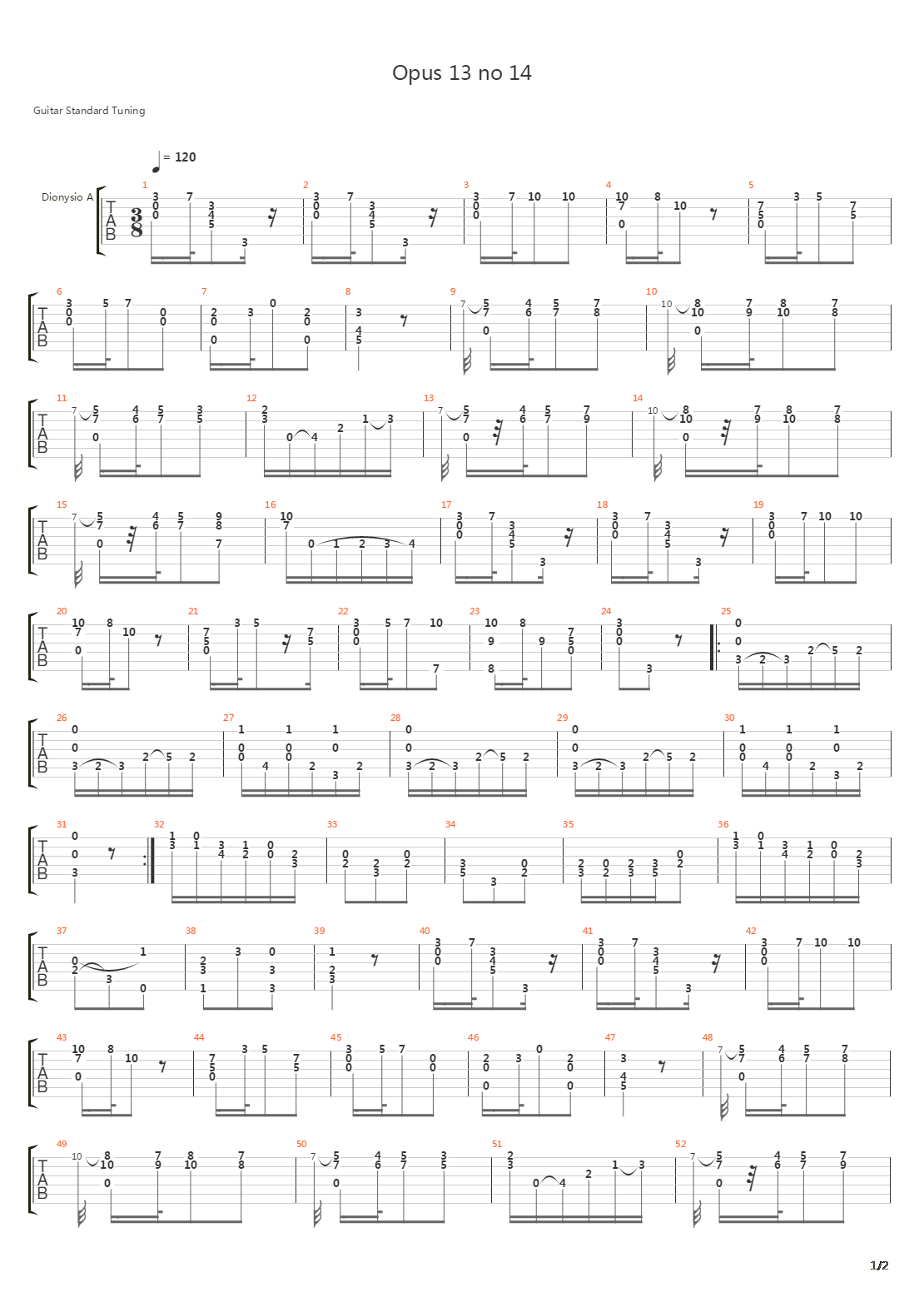 Opus 13 No 14吉他谱