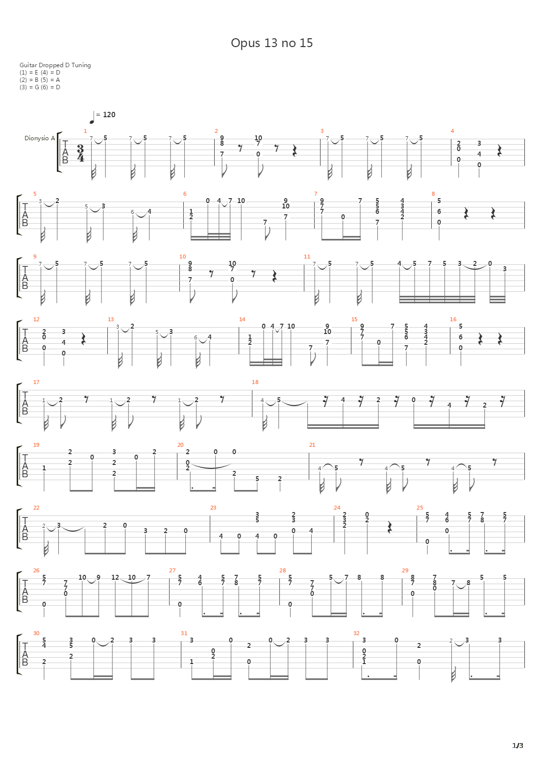 Opus 13 No 15吉他谱