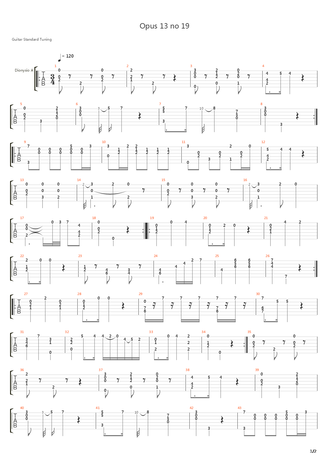 Opus 13 No 19吉他谱