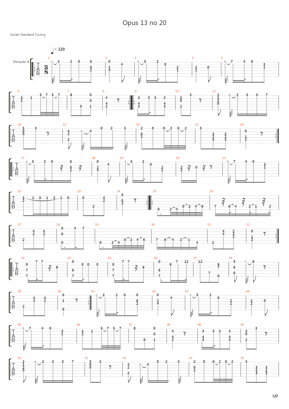 Opus 13 No 20吉他谱