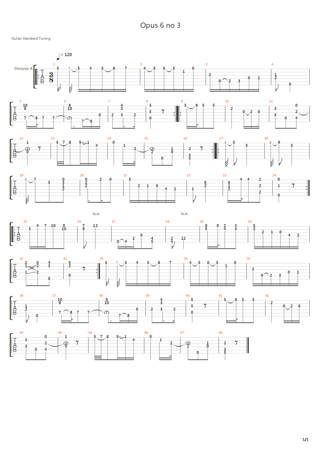 Opus 6 No 3吉他谱