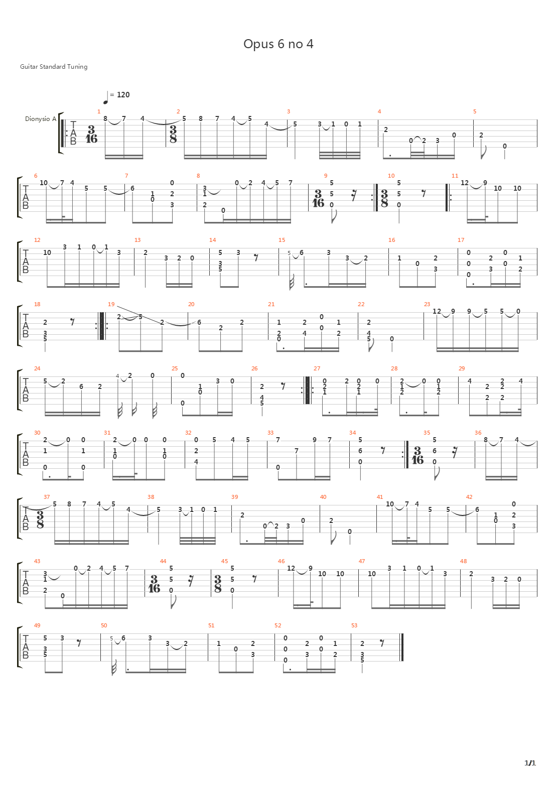 Opus 6 No 4吉他谱