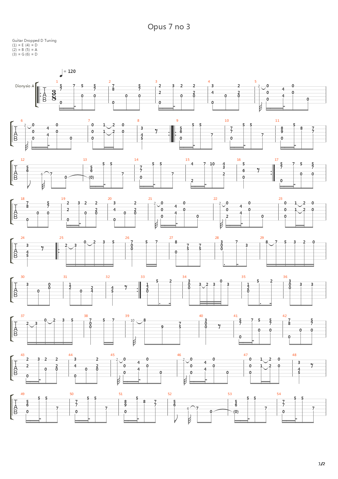 Opus 7 No 3吉他谱