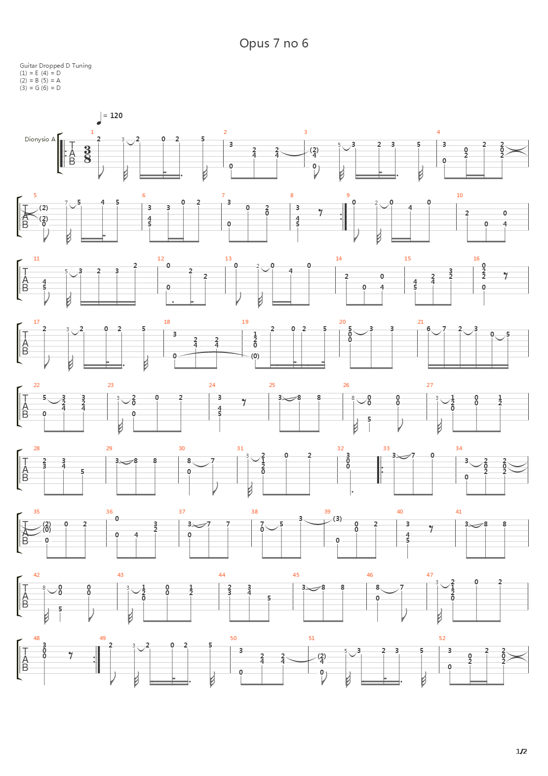 Opus 7 No 6吉他谱